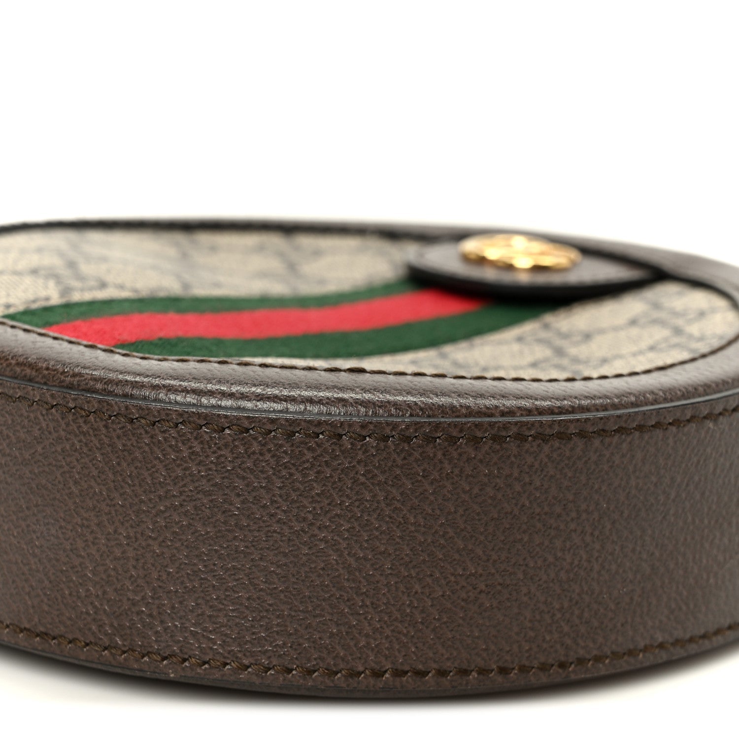 Gucci GG Supreme Monogram Web Mini Ophidia Round Shoulder Bag Brown