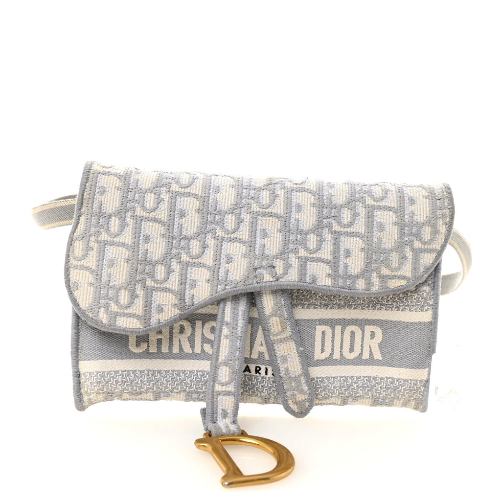 Christian Dior Oblique Slim Saddle Pouch Grey