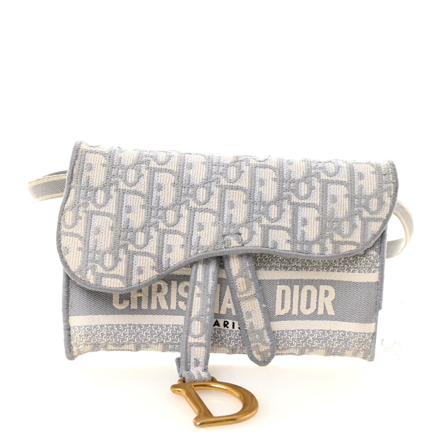 Christian Dior Oblique Slim Saddle Pouch Grey