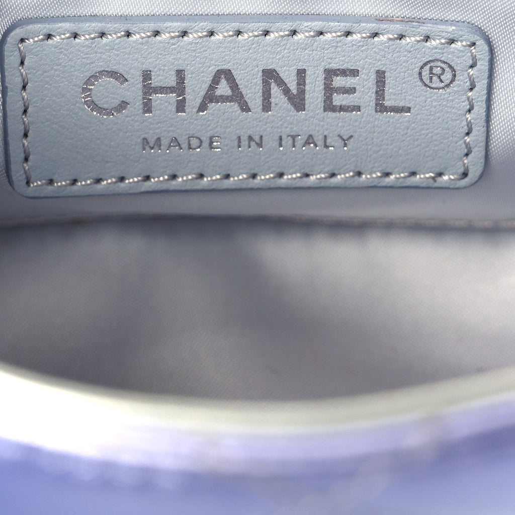 Chanel Gradient Metallic Calfskin Quilted Clutch Silver Blue Yellow Purple