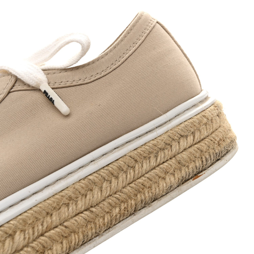 Prada Canvas Gabardine Espadrille 45mm Platform Sneakers 37.5 Corda