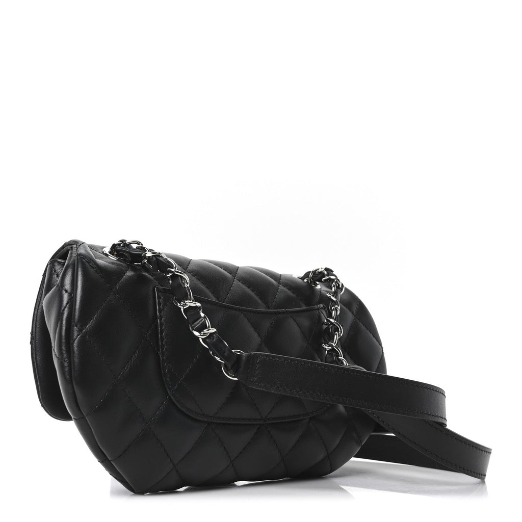 Chanel Calfskin Quilted CC Uniform Flap Belt Bag Black