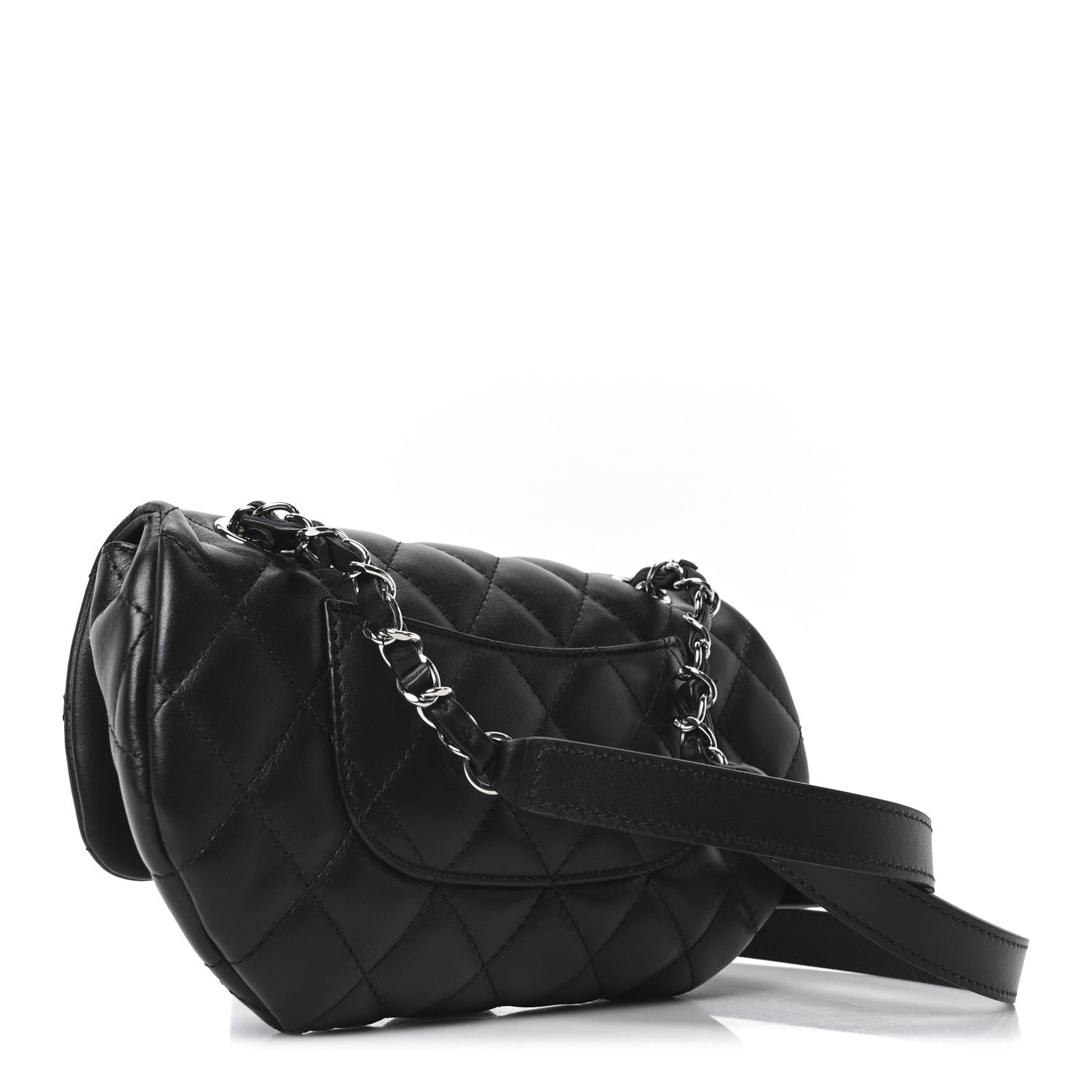 Chanel Calfskin Quilted CC Uniform Flap Belt Bag Black