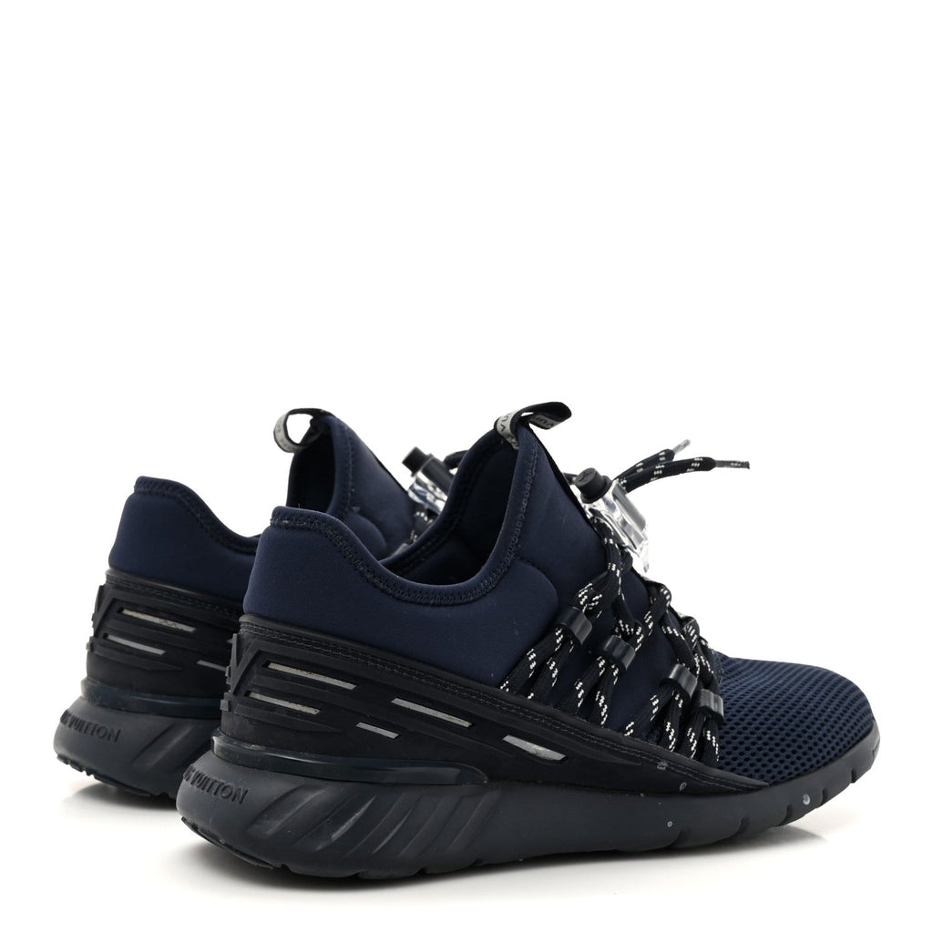 Louis Vuitton Neoprene Mesh Rubber Fastlane Low Sneakers 37 Marine