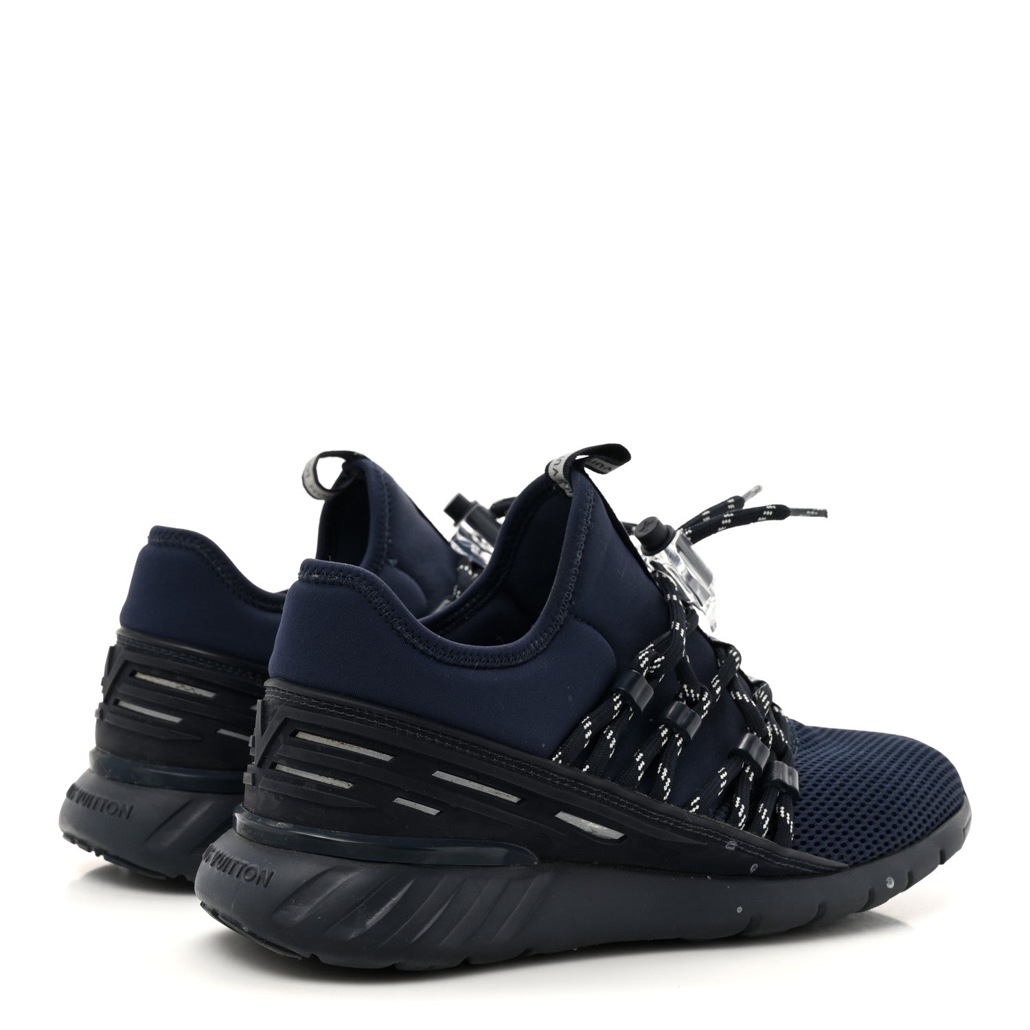 Louis Vuitton Neoprene Mesh Rubber Fastlane Low Sneakers 37 Marine