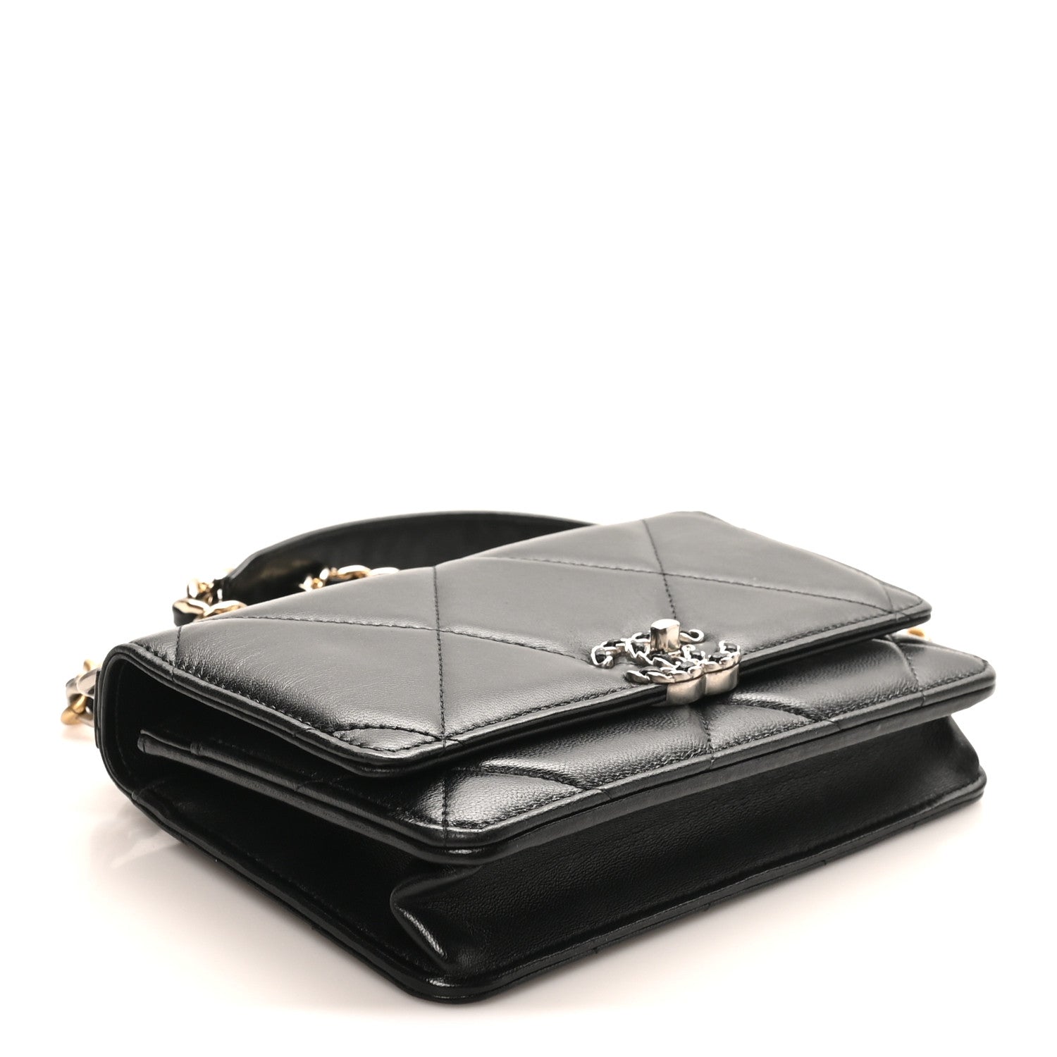 Chanel Lambskin Quilted Chanel 19 Wallet On Chain WOC Black