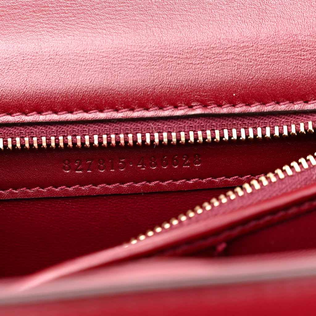 Gucci Boarded Dyana Lux Calfskin Web Monochrome Small Bamboo 1947 Top Handle Bag Rosso Ancora