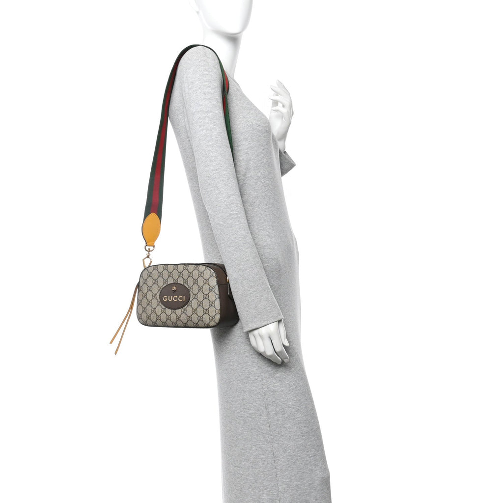 Gucci GG Supreme Monogram Web Neo Vintage Shoulder Bag Beige New Acero Crop