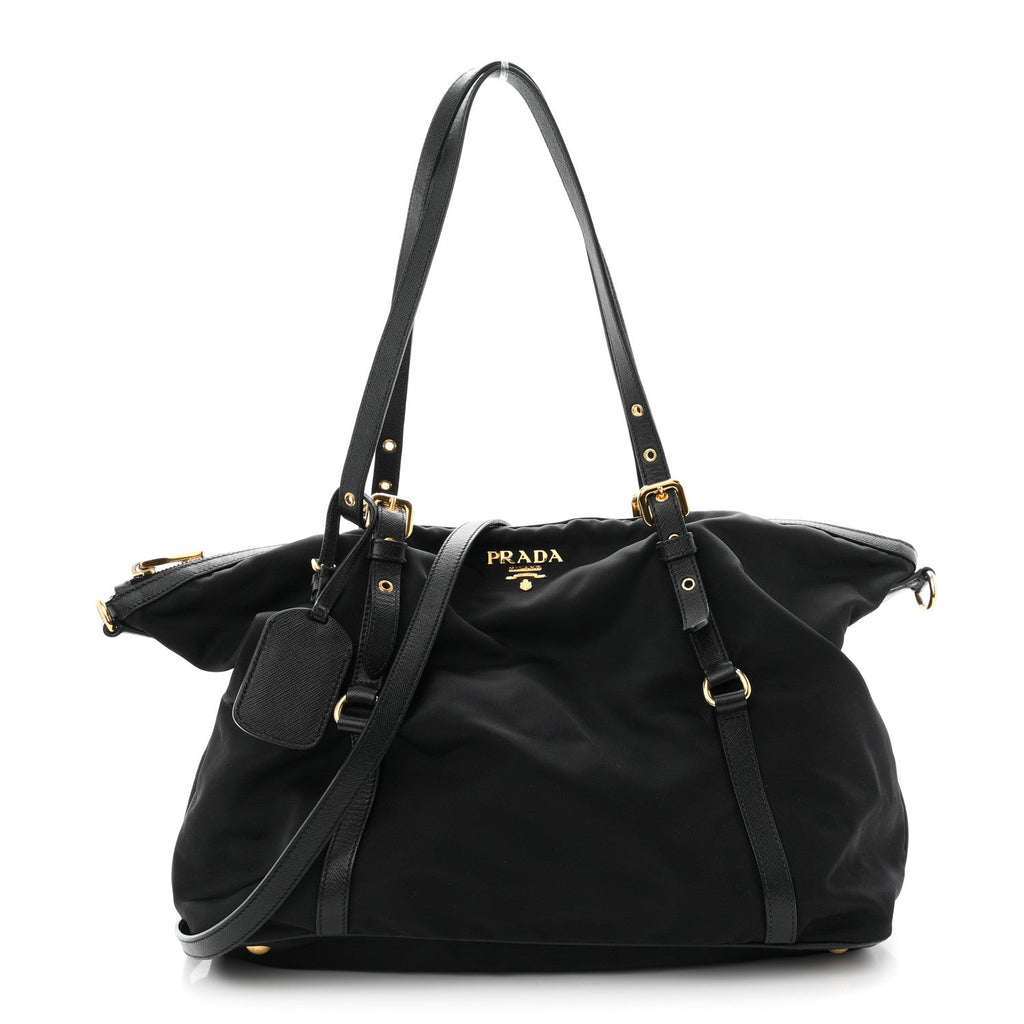 Prada Saffiano Tessuto Nylon Shopping Tote Black