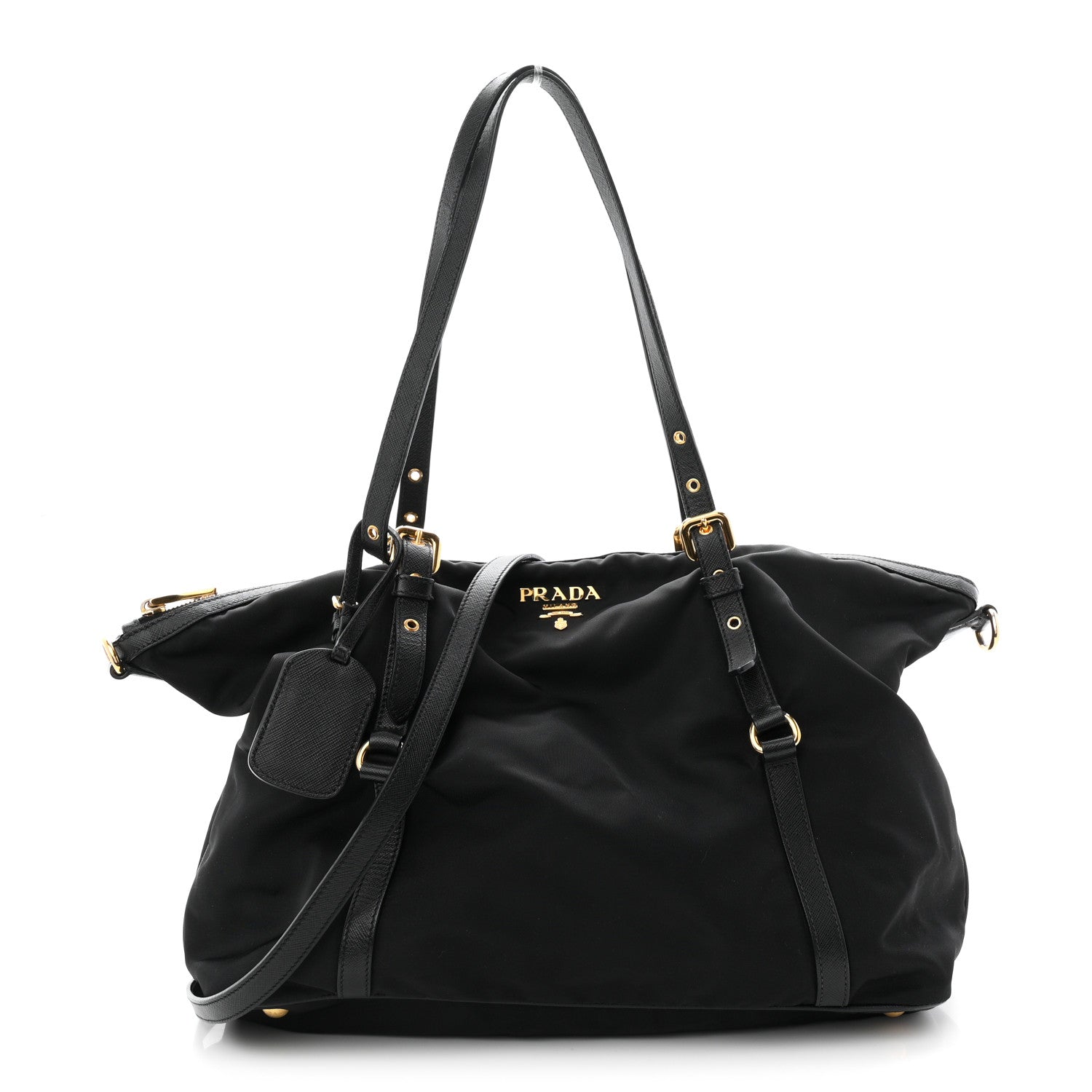 Prada Saffiano Tessuto Nylon Shopping Tote Black