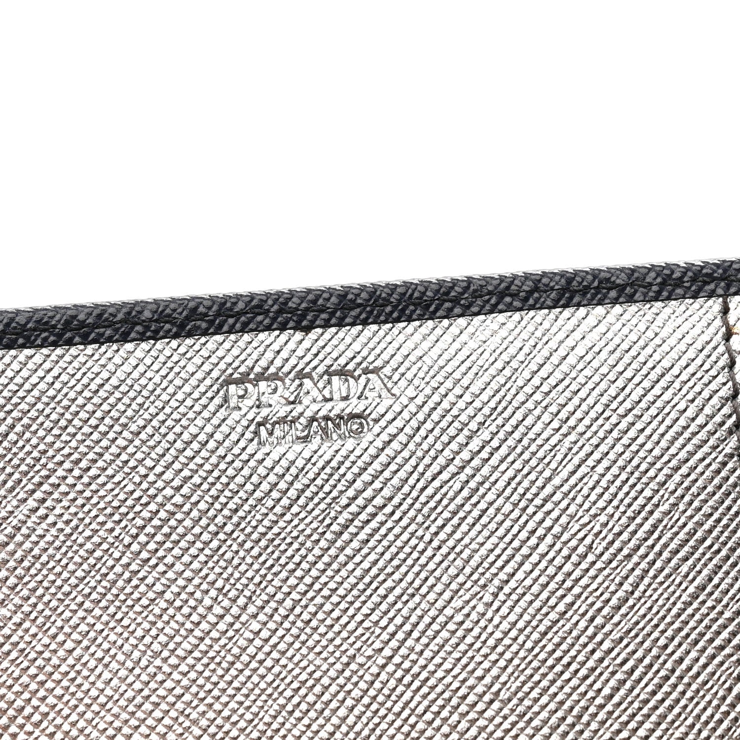 Prada Saffiano Metal Continental Flap Wallet Baltico Argento