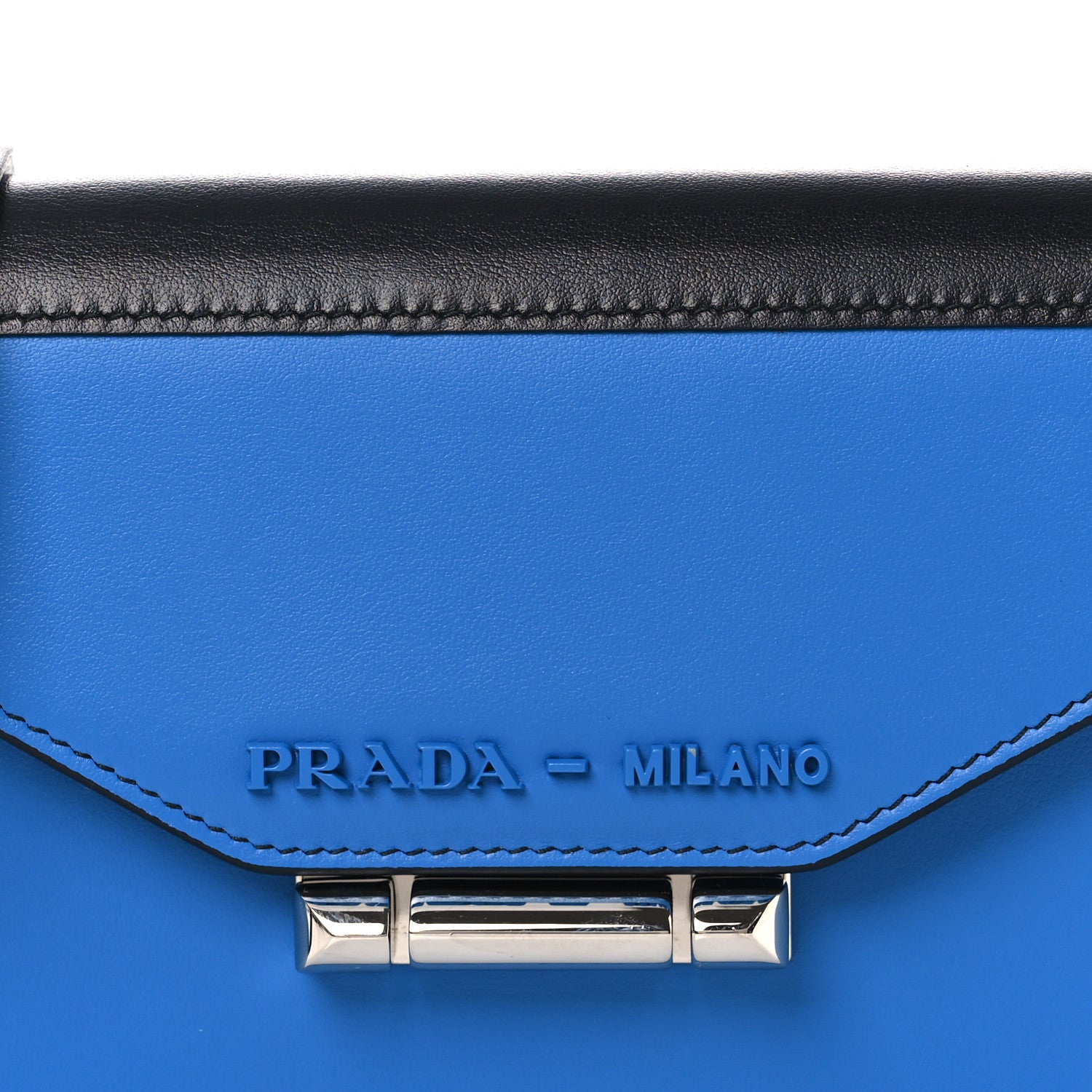 Prada City Calf Bi-Color Sybille Mini Crossbody Bag Marea Black