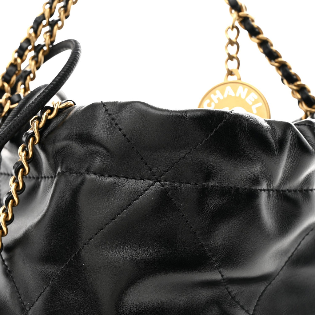 Chanel Shiny Calfskin Quilted Mini Chanel 22 Black