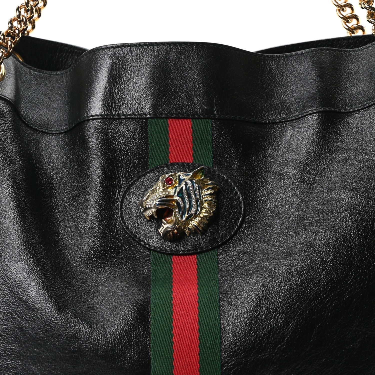 Gucci Calfskin Large Rajah Chain Tote Black