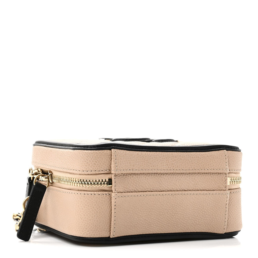 Chanel Caviar Quilted Small CC Filigree Vanity Case Beige Black