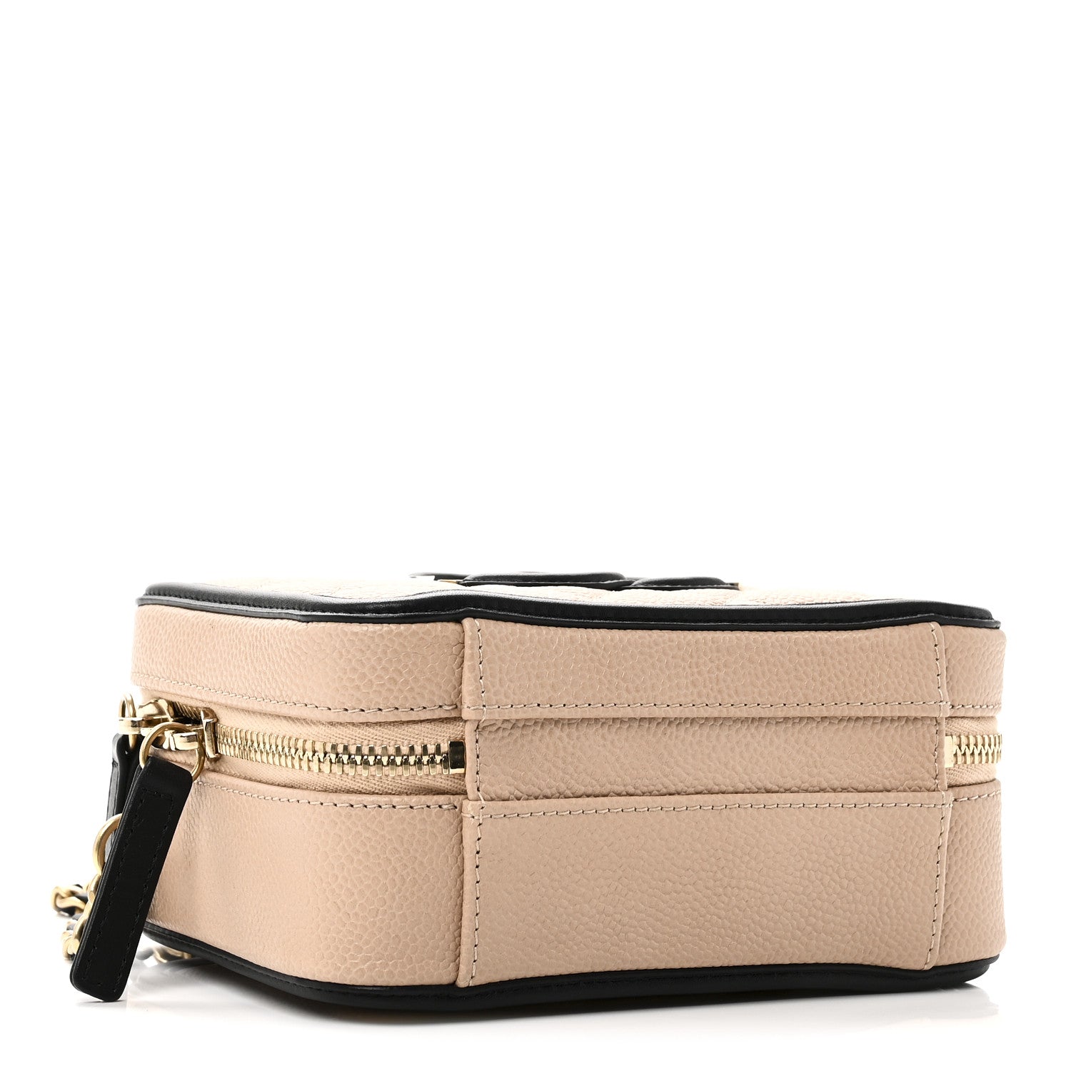 Chanel Caviar Quilted Small CC Filigree Vanity Case Beige Black
