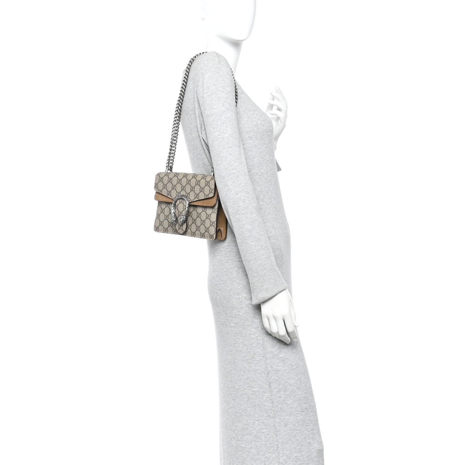 Gucci GG Supreme Monogram Mini Dionysus Shoulder Bag Taupe