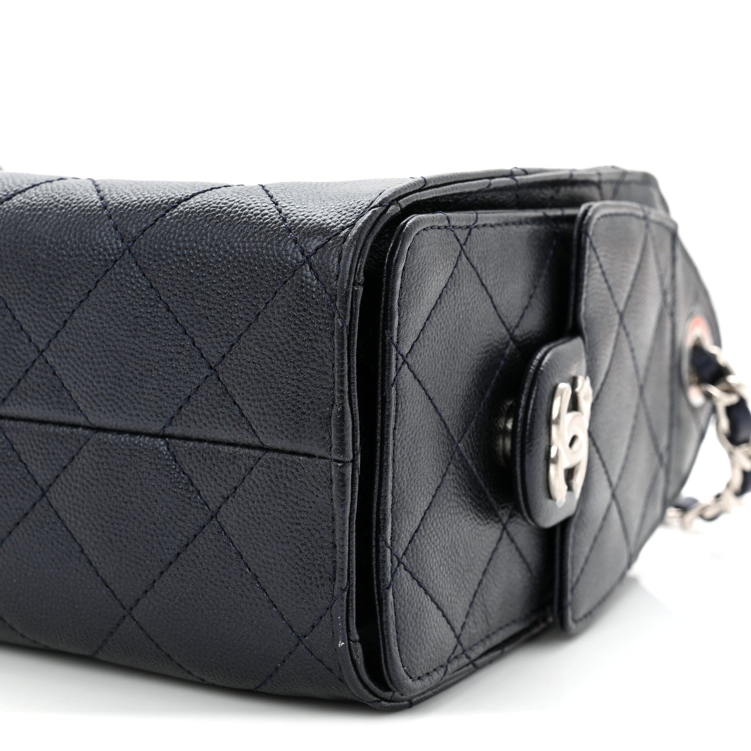 Chanel Metallic Caviar Quilted Mini Chanel 25 Handbag Dark Blue