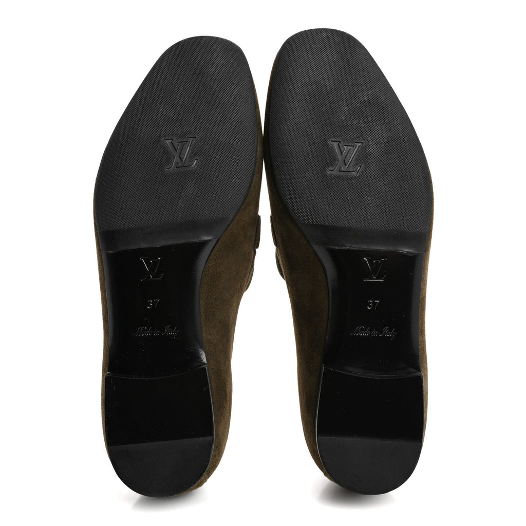 Louis Vuitton Suede Upper Case Flat Loafers 40 Green
