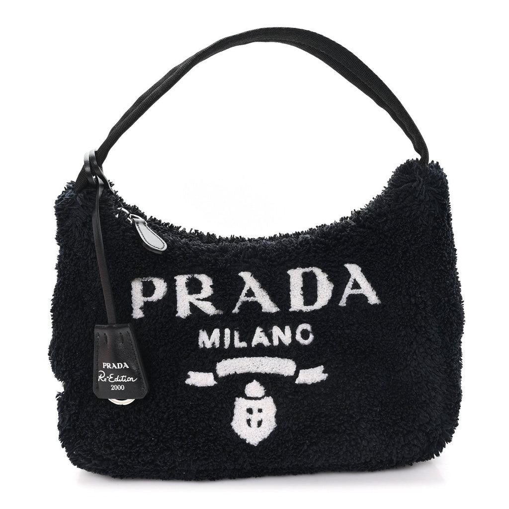 Prada Terry Cloth Mini Re-Edition 2000 Bag Black White