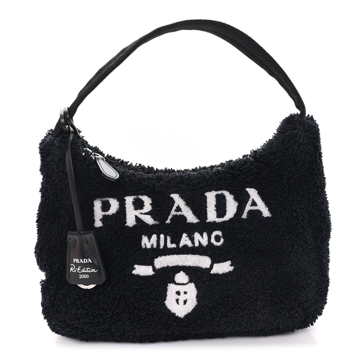 Prada Terry Cloth Mini Re-Edition 2000 Bag Black White