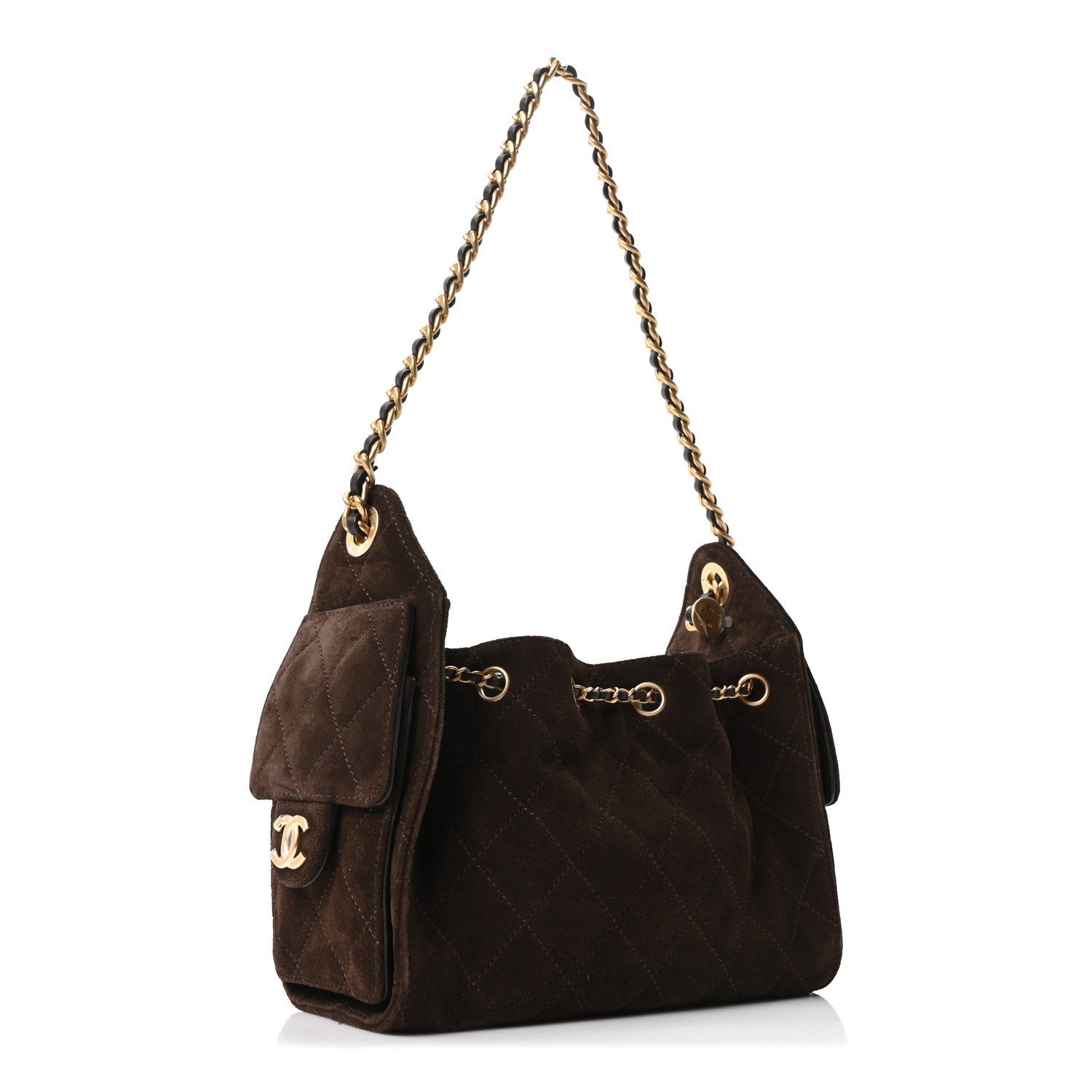 Chanel Suede Quilted Mini Chanel 25 Handbag Dark Brown