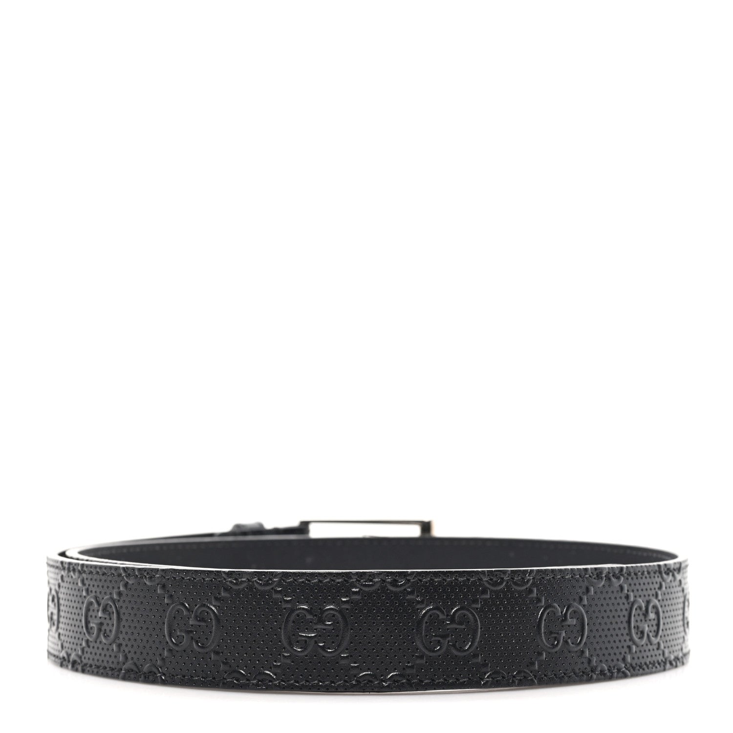 Gucci Calfskin GG Tennis Embossed Double G 40mm Belt 80 32 Black