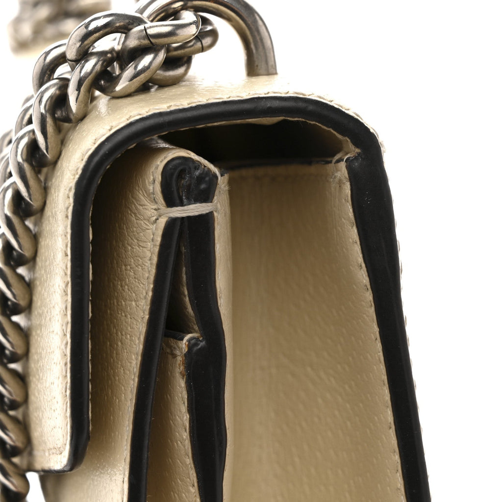 Gucci Textured Calfskin Crystal Mini Dionysus Shoulder Bag Mystic White