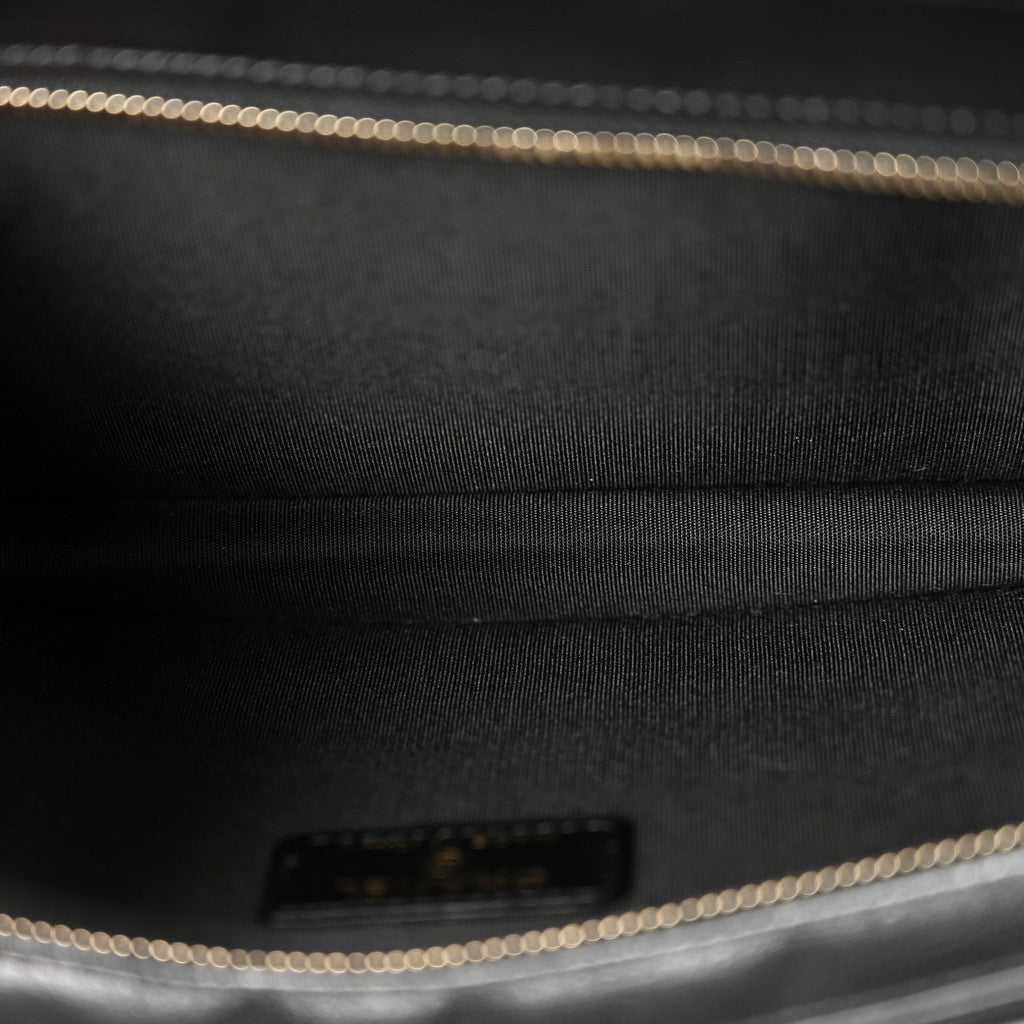 Chanel Lambskin Quilted Front Pocket Clutch With Chain Black