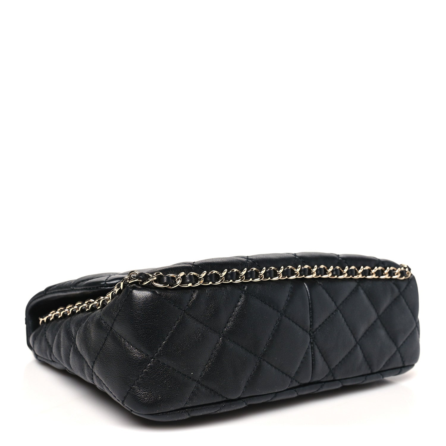 Chanel Lambskin Quilted Enamel CC Chain Frame Flap Black