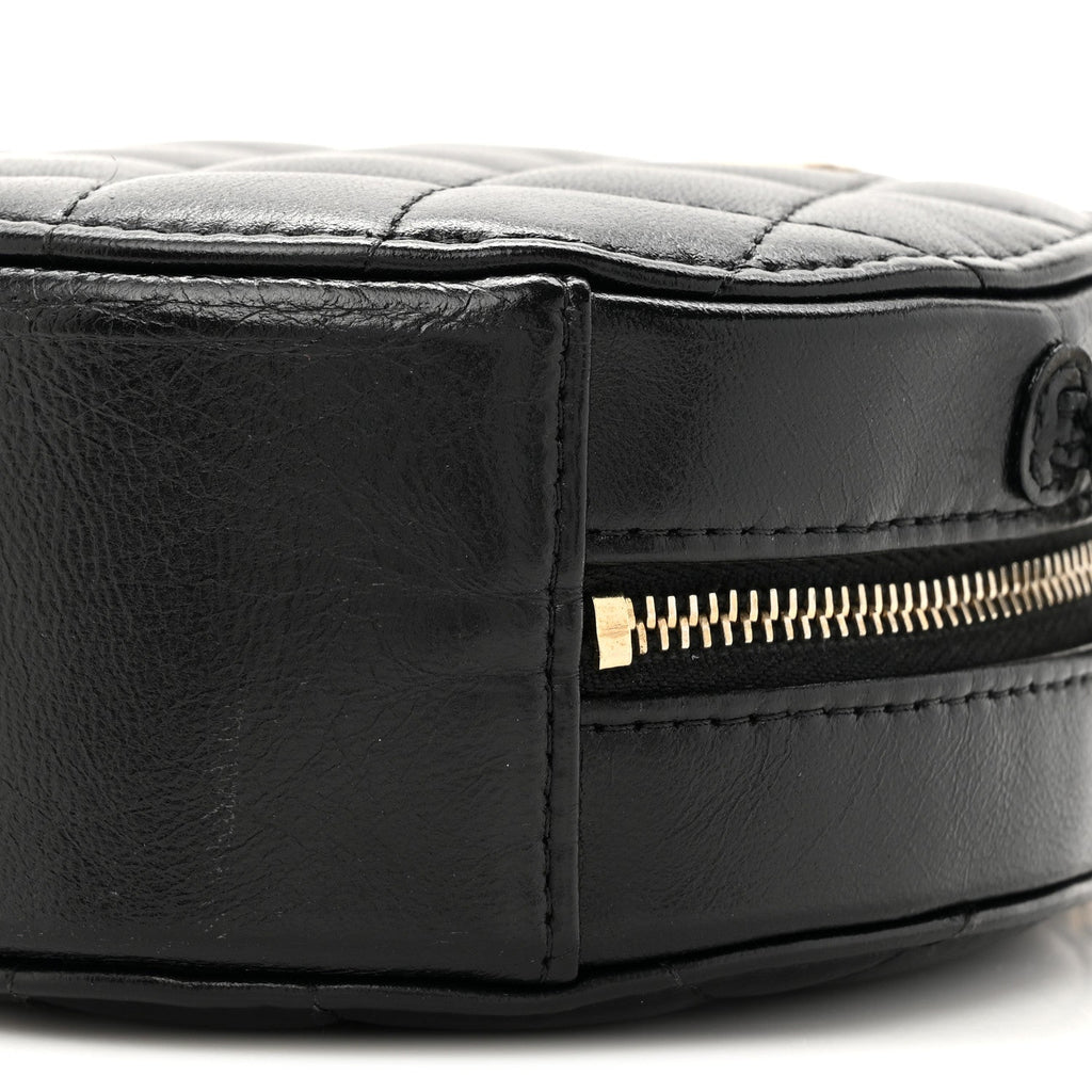 Chanel Lambskin Quilted Round Clutch With Chain Black