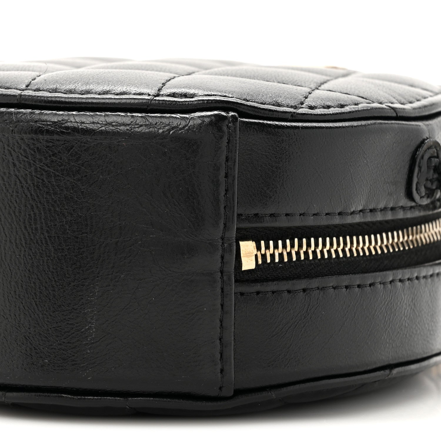 Chanel Lambskin Quilted Round Clutch With Chain Black