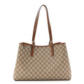 Gucci GG Supreme Monogram Emblem Large Tote Bag Beige Dark Brown