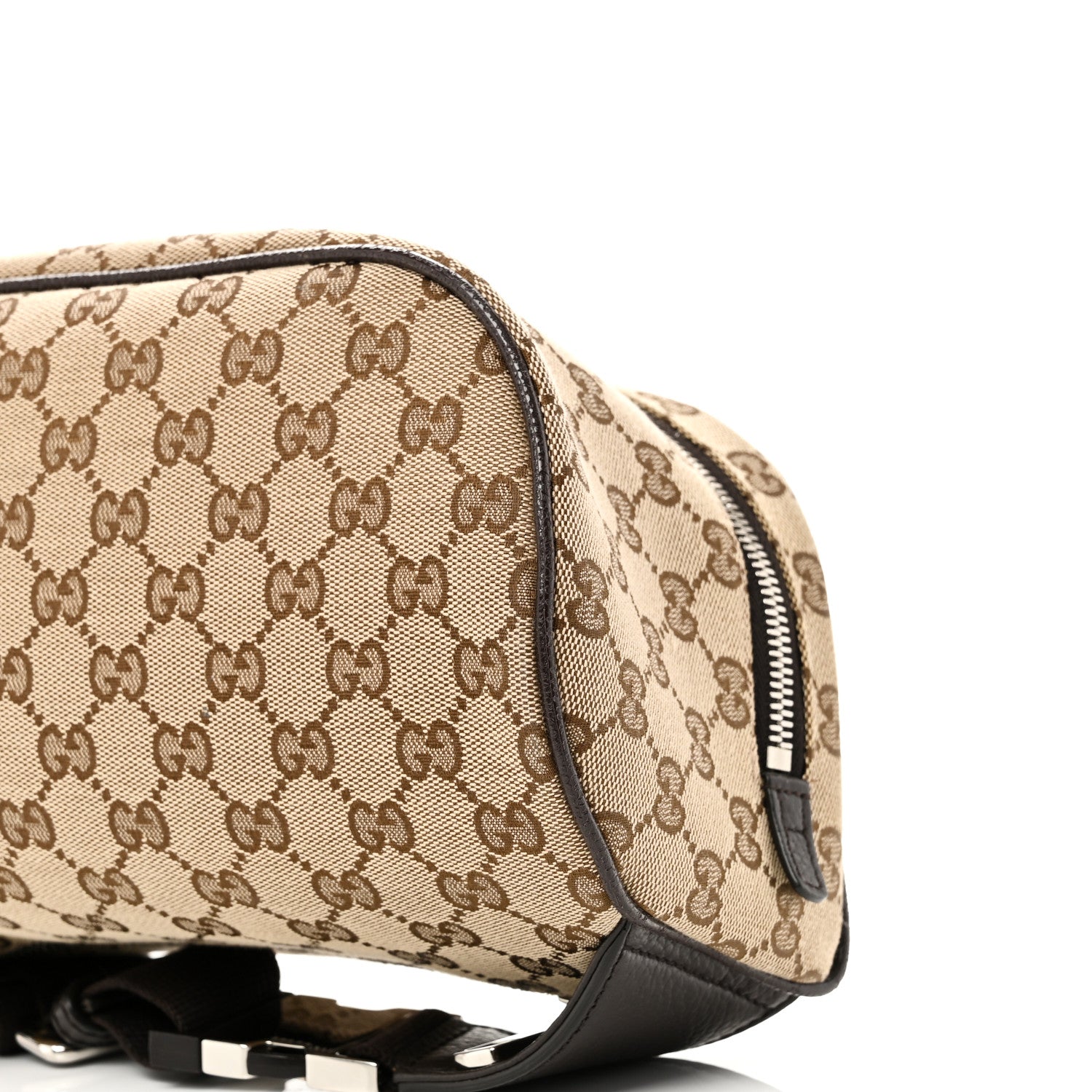 Gucci Monogram Dollar Calfskin Waist Pouch Beige Ebony Testa di Moro Marrone Scuro
