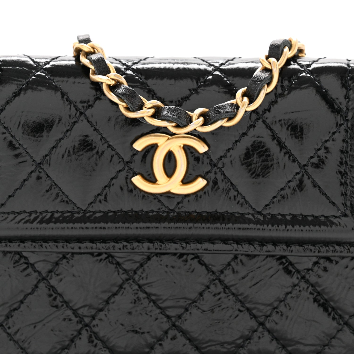Chanel Shiny Aged Calfskin Quilted Waist Belt Bag Black