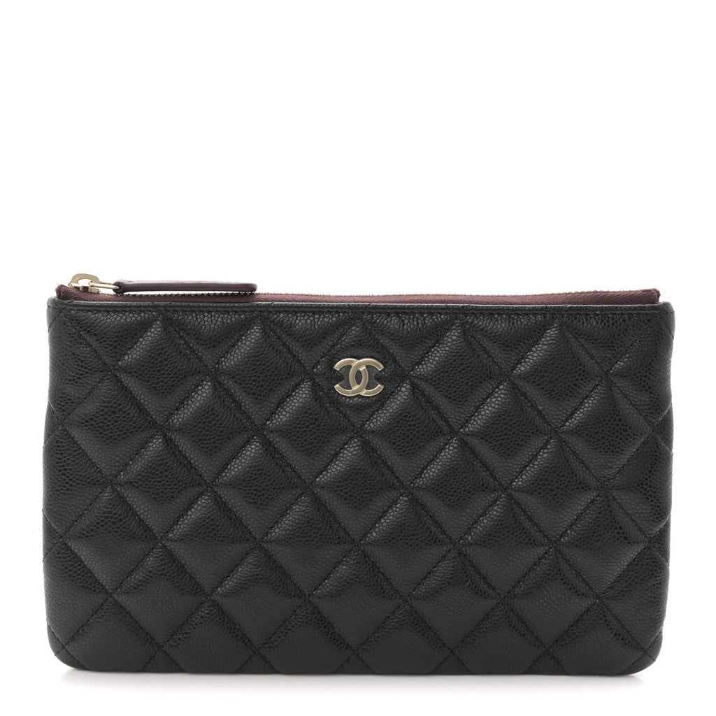 Caviar Quilted Small Zipped Pouch Black