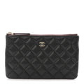 Caviar Quilted Small Zipped Pouch Black