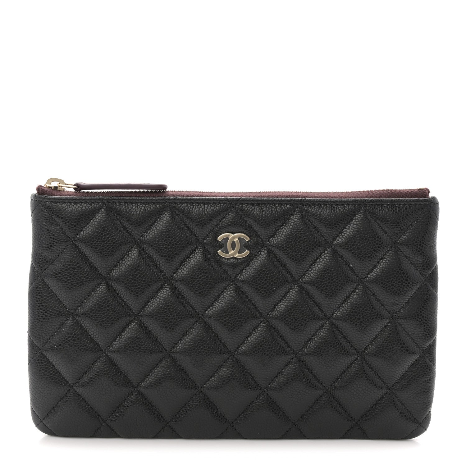Caviar Quilted Small Zipped Pouch Black
