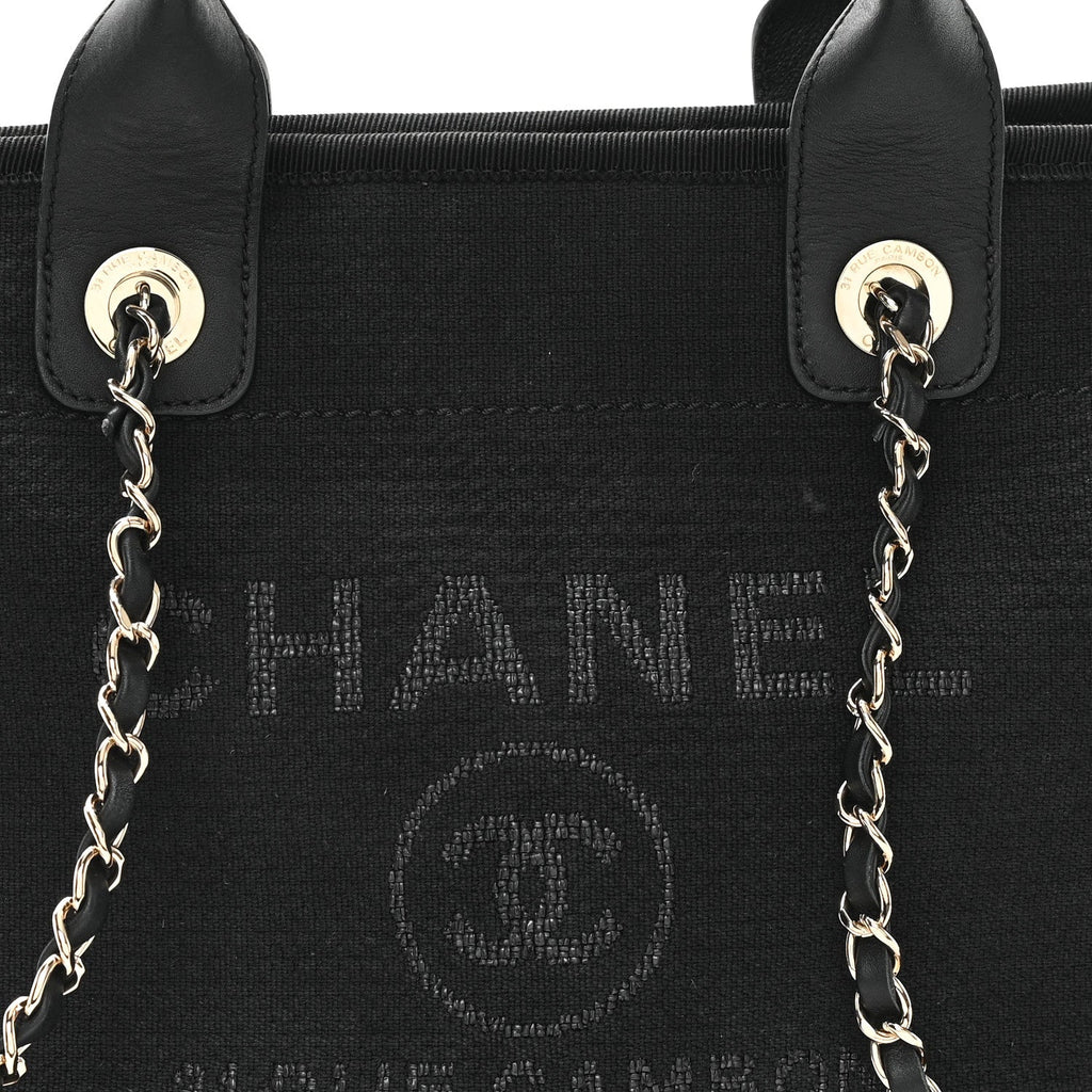 Chanel Mixed Fibers Small Deauville Tote Black