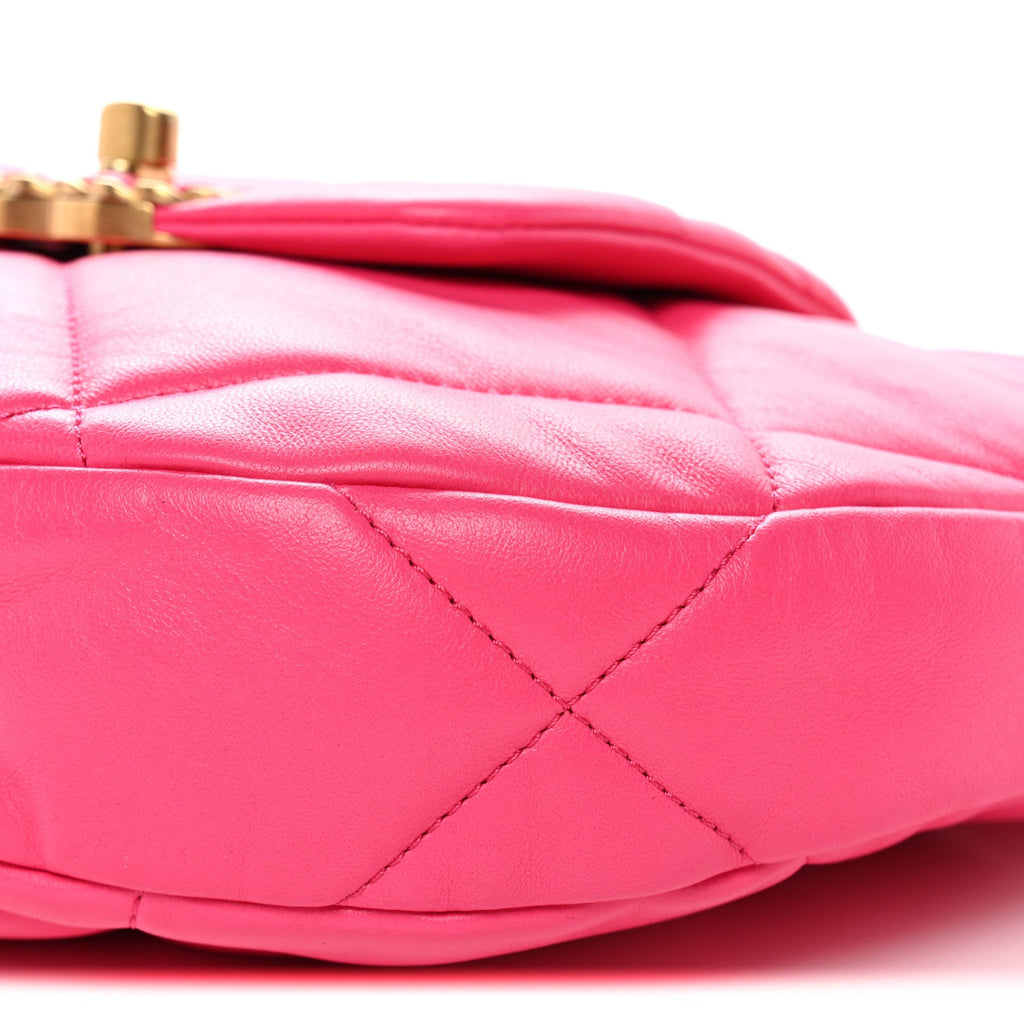 Chanel Lambskin Quilted Chanel 19 Hobo Pink
