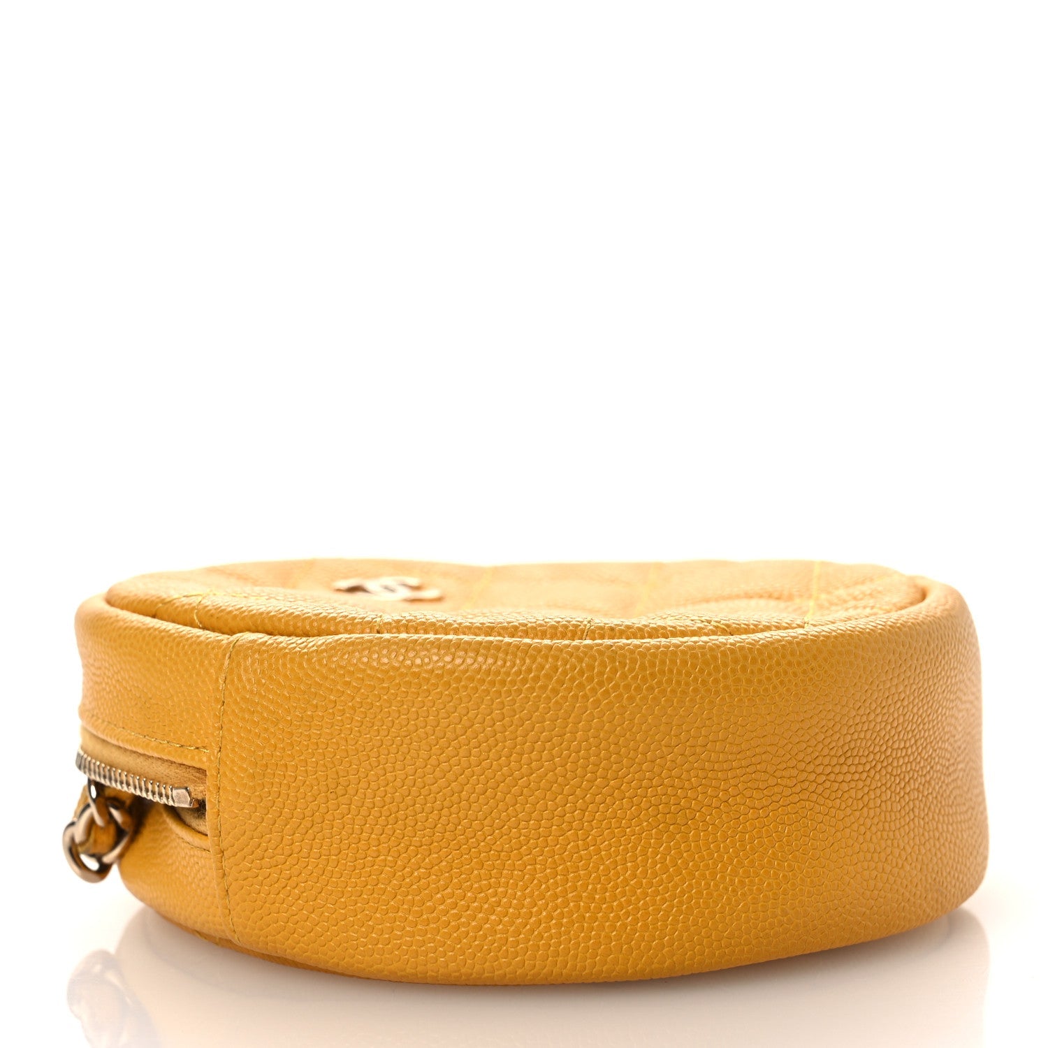 Chanel Caviar Quilted Round Clutch With Chain Yellow