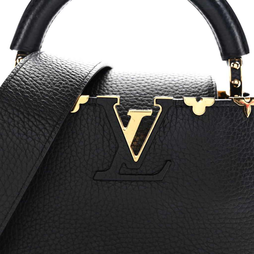 Louis Vuitton Taurillon Embellished Flower Crown Capucines Mini Black