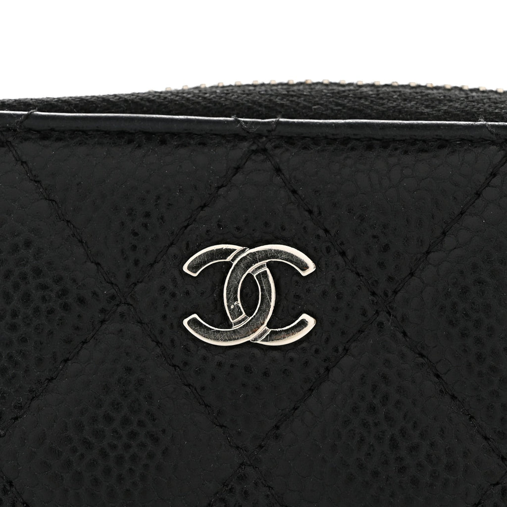 Caviar Quilted Zip Coin Purse Black