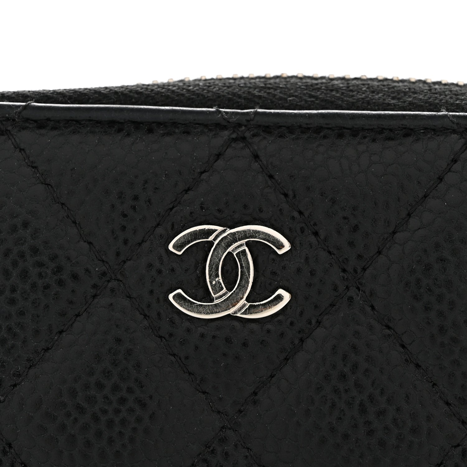 Caviar Quilted Zip Coin Purse Black