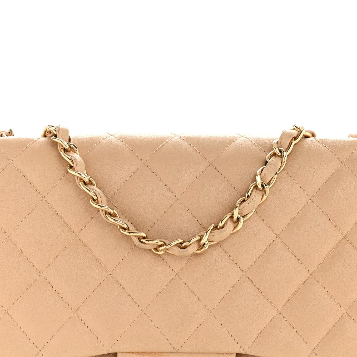 Chanel Lambskin Quilted Jumbo Single Flap Beige