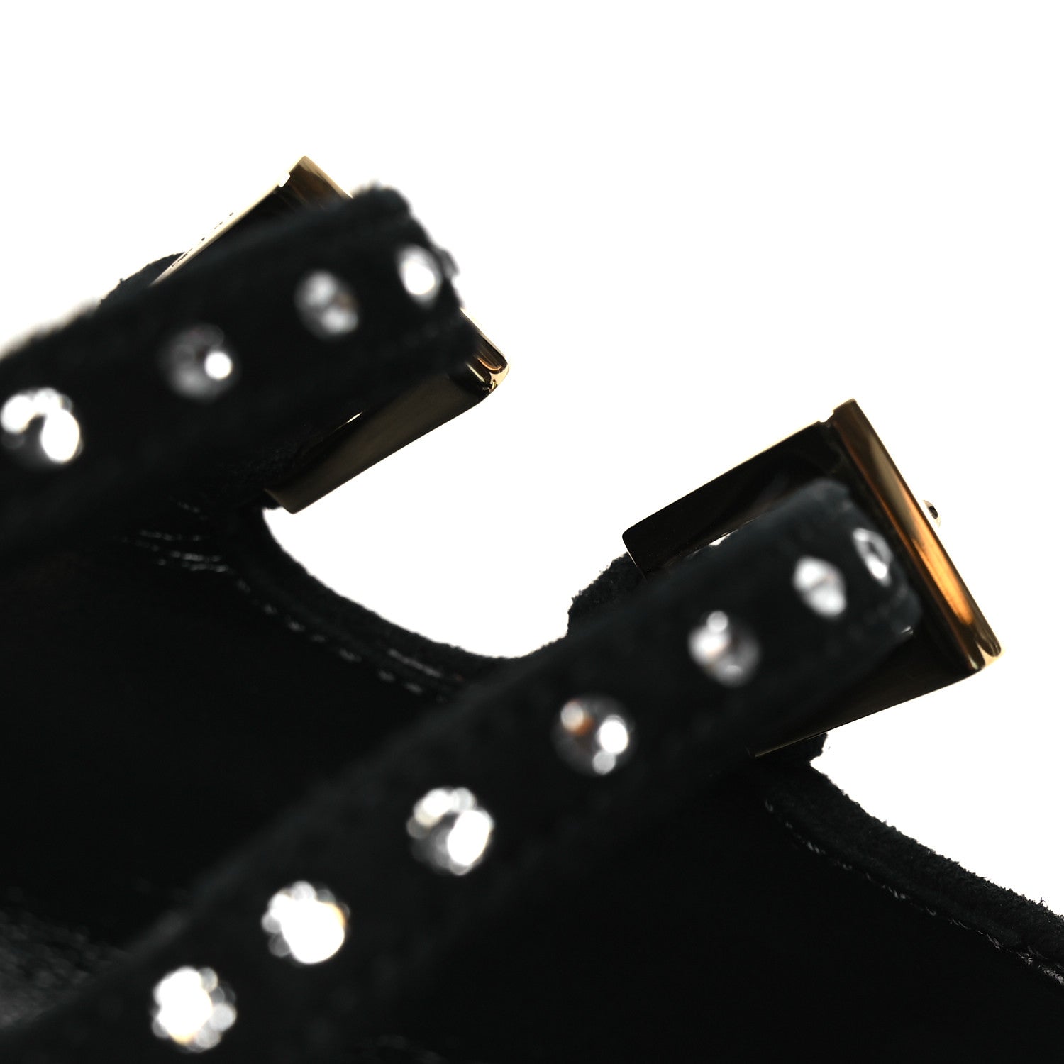 Prada Suede Crystal Studded Ballerina Flats 37 Black