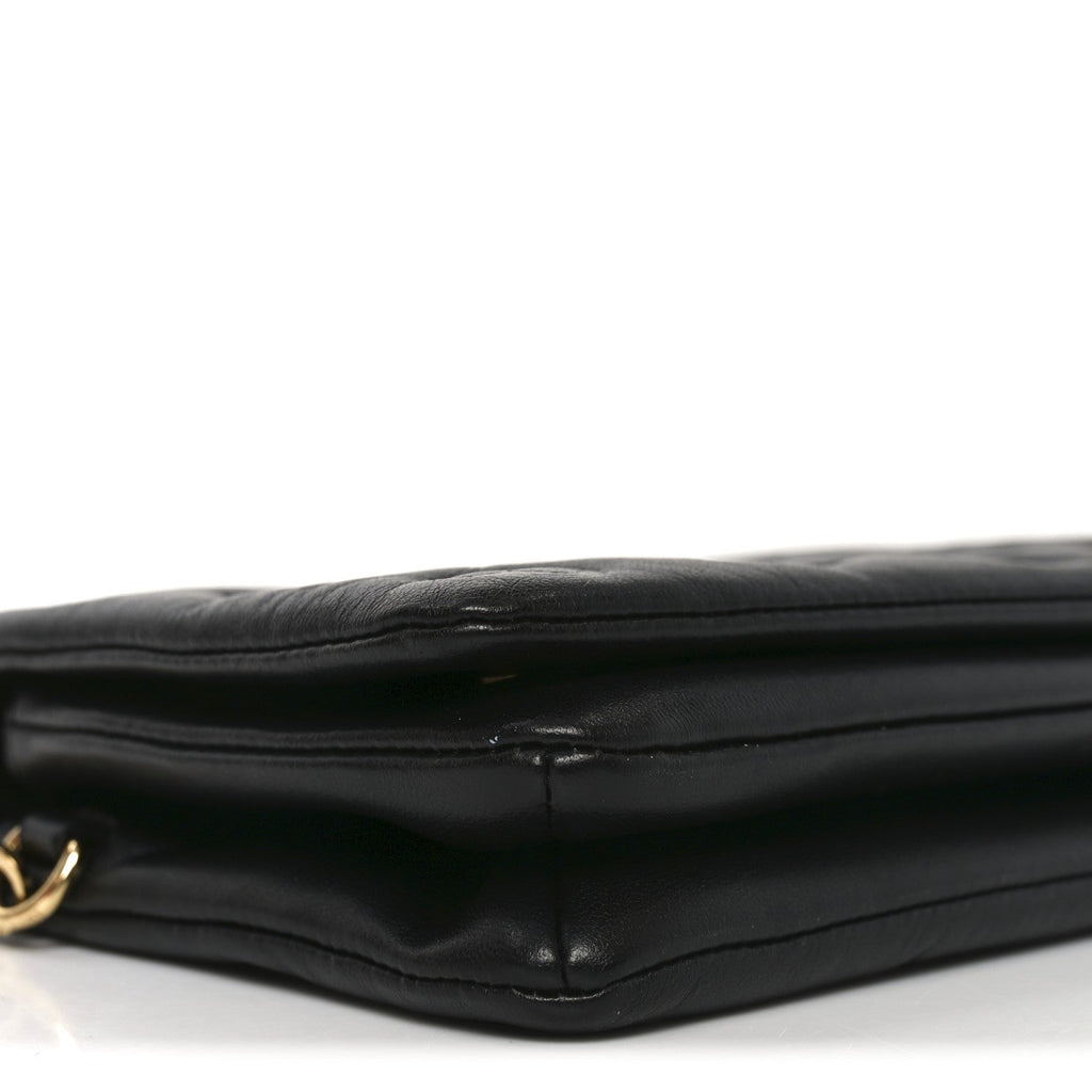 Louis Vuitton Lambskin Embossed Monogram Pochette Coussin Black