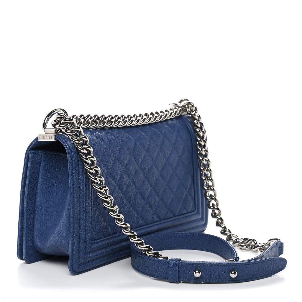 Chanel Caviar Quilted Medium Boy Flap Dark Blue
