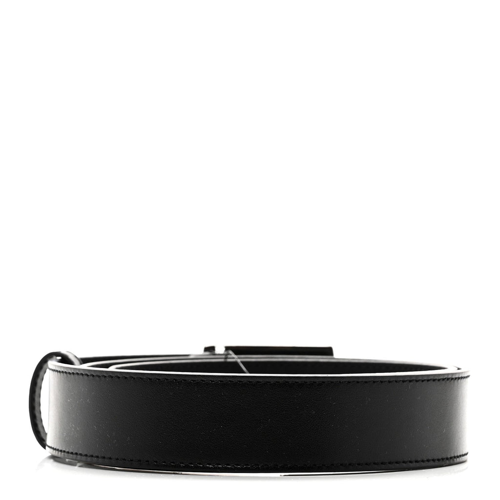 Gucci Plutone Calfskin Plaque GG 30mm Belt 80 32 Black