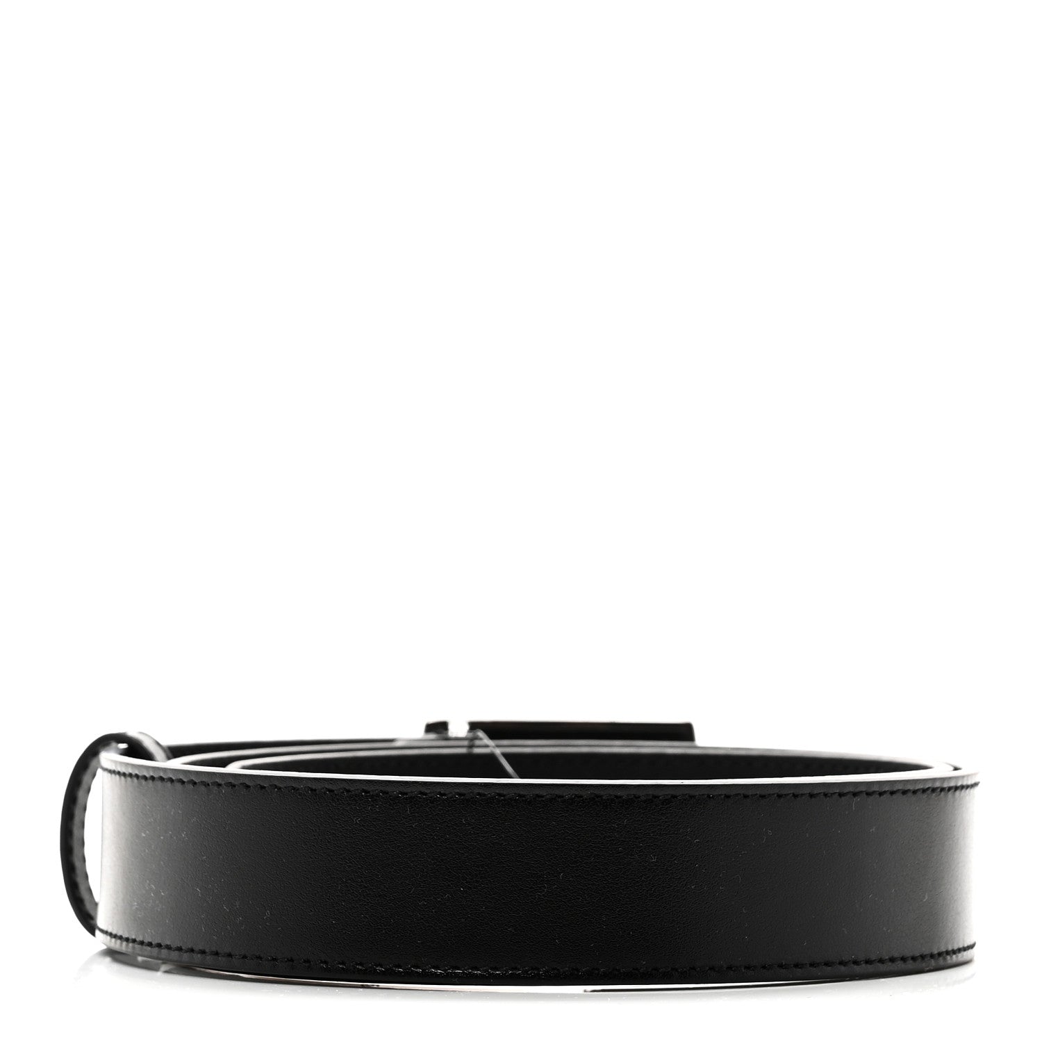 Gucci Plutone Calfskin Plaque GG 30mm Belt 80 32 Black